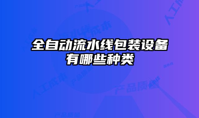 全自动流水线包装设备有哪些种类