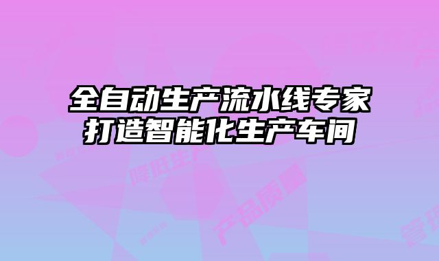 全自动生产流水线专家打造智能化生产车间