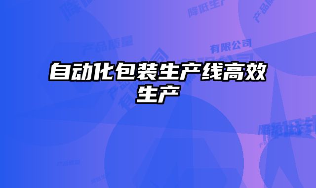 自动化包装生产线高效生产