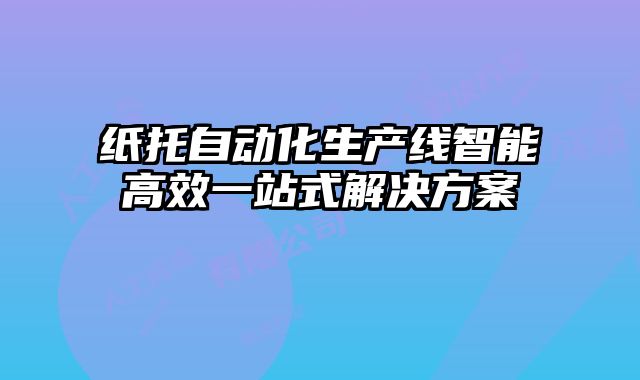 纸托自动化生产线智能高效一站式解决方案