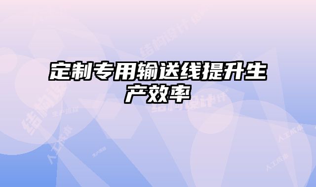 定制专用输送线提升生产效率