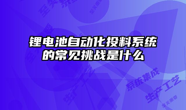 锂电池自动化投料系统的常见挑战是什么