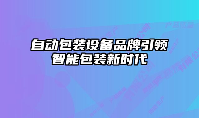 自动包装设备品牌引领智能包装新时代